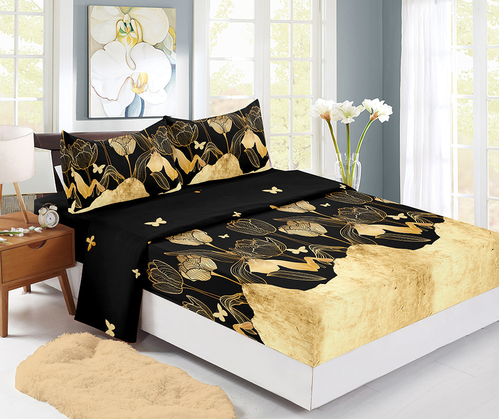 Juego de sábanas ajustadas de colores estampados (4 piezas)